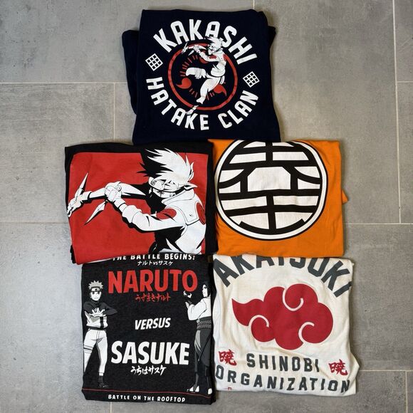 ANIME T-SHIRTS – Lot of 5 | Size Large | DRAGON BALL Z & NARUTO VINTAGE - Picture 1 of 16